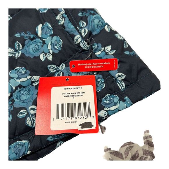 NWT‎ The North Face Women's 550 Goose Down Puffer Vest Blue Floral Insulated S - Picture 9 of 16